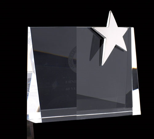 Crystal wedge with chrome star