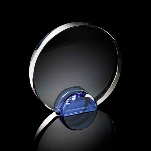 Round crystal frame with blue stand 