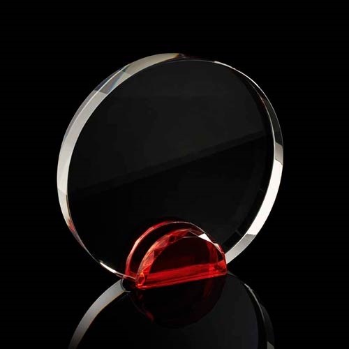 Round crystal frame with red stand 
