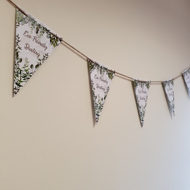 Eco Bunting with Threaded Wool Webbing - 200x300mm Triangles Pennants - Up to 3 designs